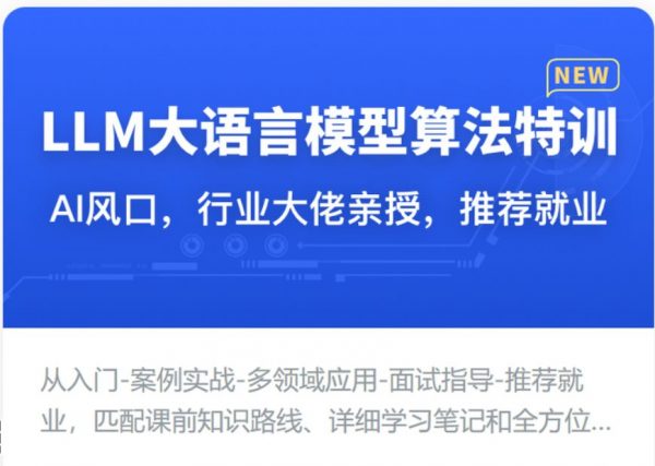 LLM大语言模型算法特训 带你转型AI大语言模型算法工程师(视频+资料)