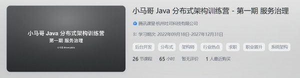 小马哥 Java 分布式架构训练营，第4期